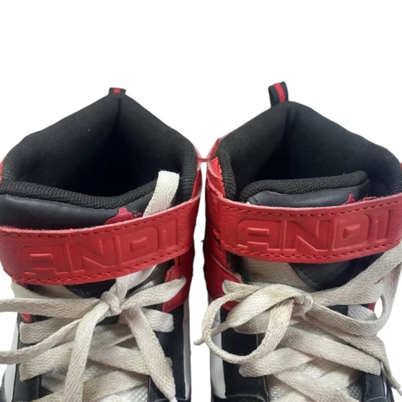 AND1 Zenith Boys High Top Basketball Shoes - Black, Red, and White | Size 1 - Picture 6 of 7